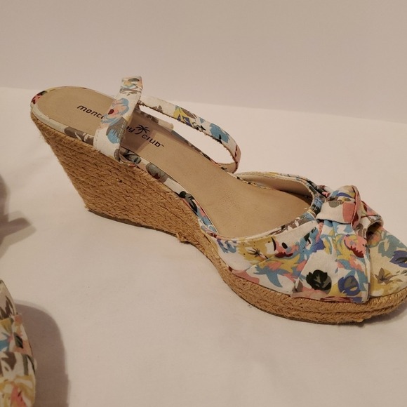 Montego Bay Club Shoes Women's Size 12 Open Toe Wedge Heel Floral Multicolor - Picture 2 of 11